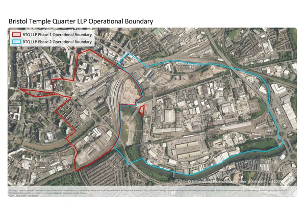 Aerial map view of the LLP operational area boundary lines