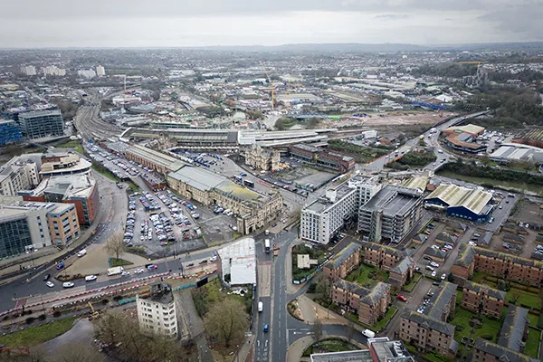 Aerial view over the Temple Quarter Site