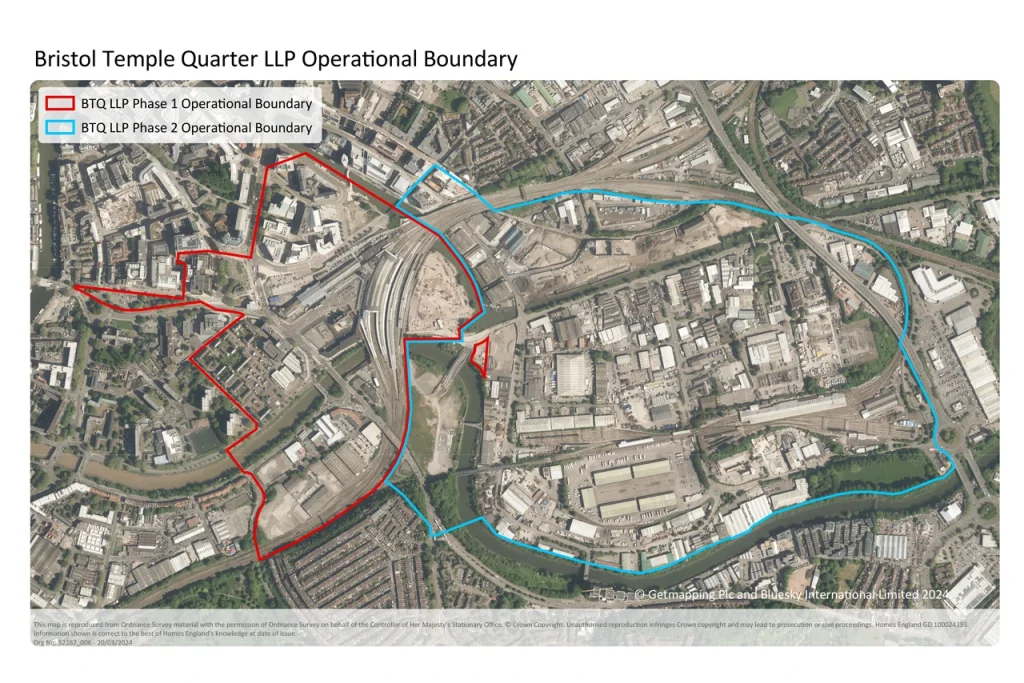 Aerial map view of the LLP operational area boundary lines