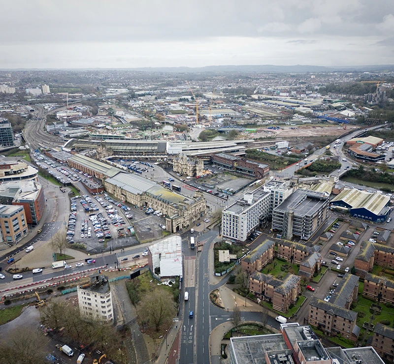 Aerial view over the Temple Quarter Site